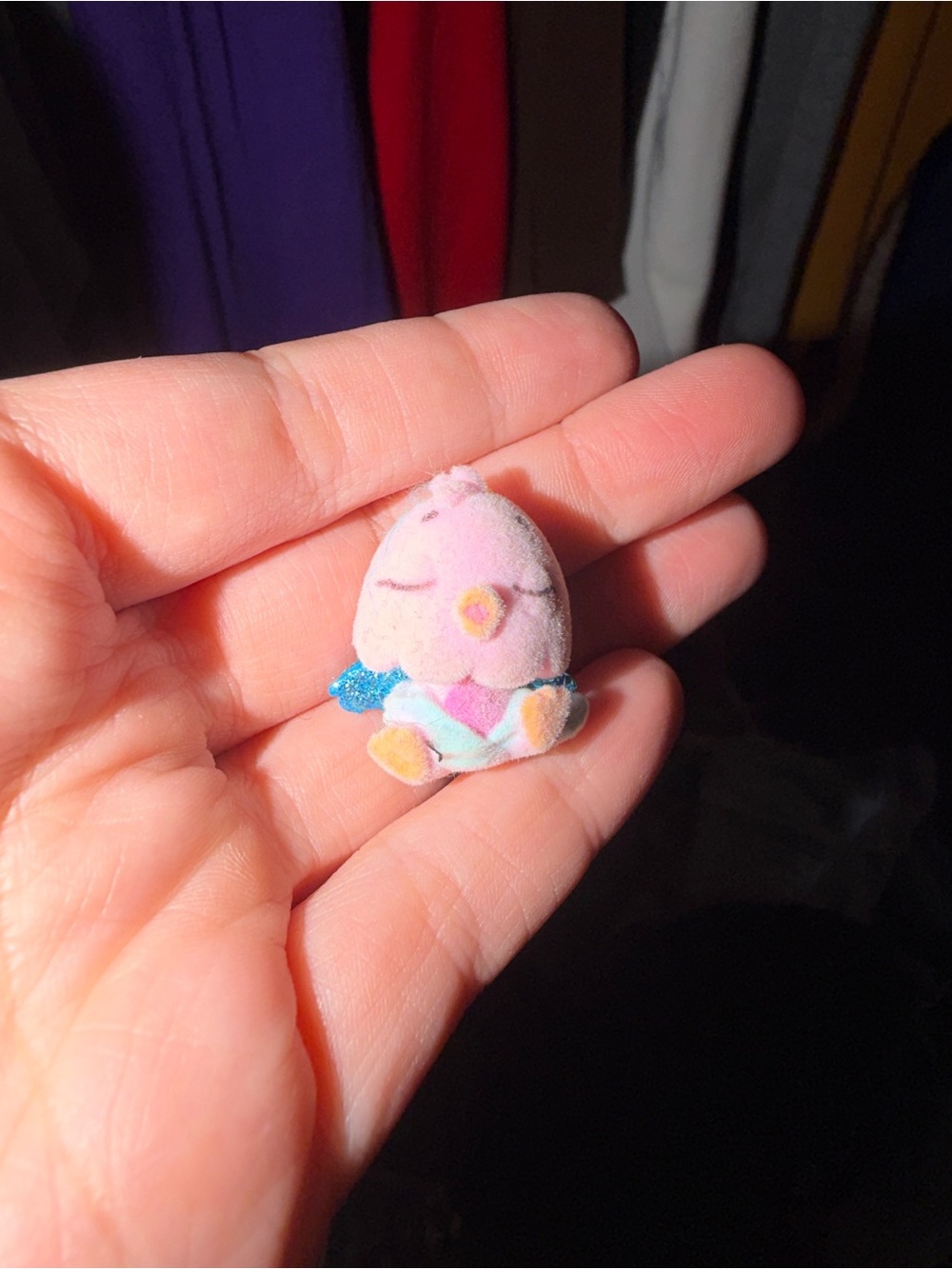 flocked bird trinket